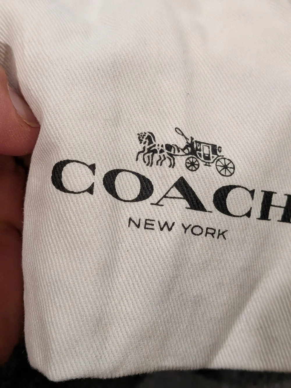 Coach White Drawstring Dust Bag with Black Logo Jewelry